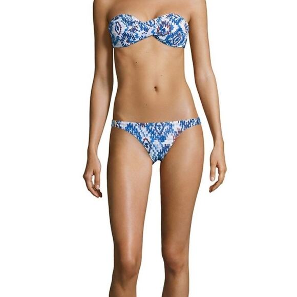 Melissa Odabash Martinique Blue Print Bandeau Bikini size Large - Picture 3 of 13